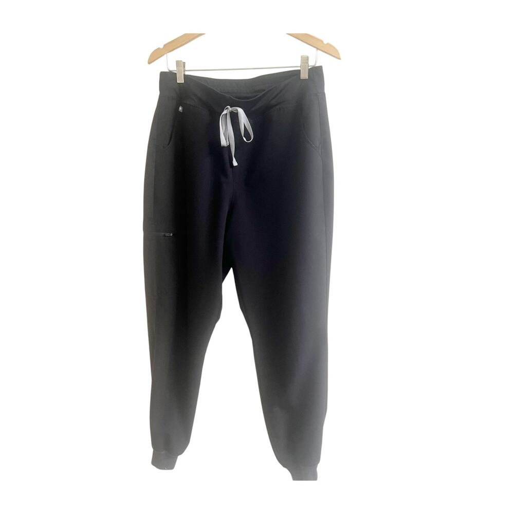 FIGS Technical Jogger Pants Women Large Black Tapered Leg Drawstring Performance